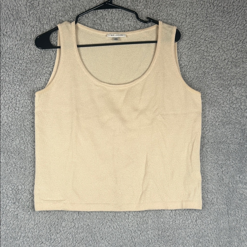 St. John Sleeveless Knit Top Shirt Ivory Cream Women’s Size M